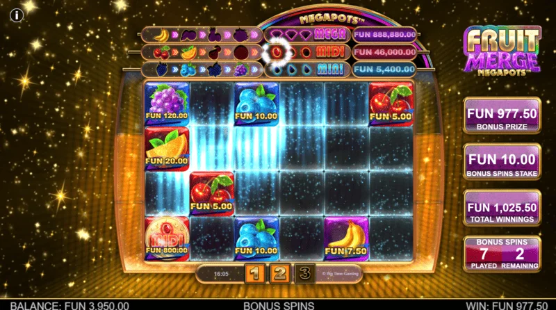 Fruit Merge Megapots - Hold and Spin-speelscherm